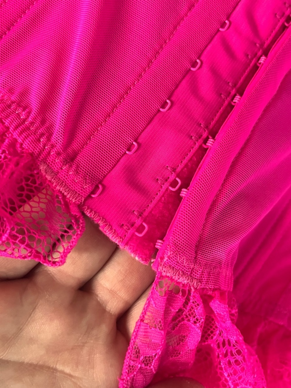 La Senza Hot Pink Lace Corset with Black Ribbon Size Small NWT - Picture 7 of 9
